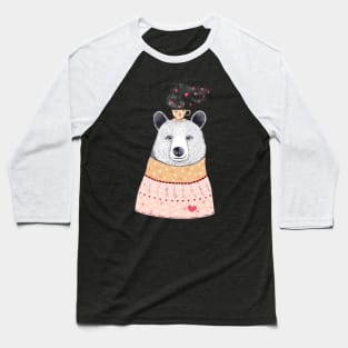 Bear with coffee on black Baseball T-Shirt